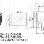 KD4-22N-Push Button Switch DPST With Lamp(OFF-(ON))