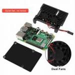 Aluminum Heat Sink Case with Double Fans for Raspberry Pi 4B – Black